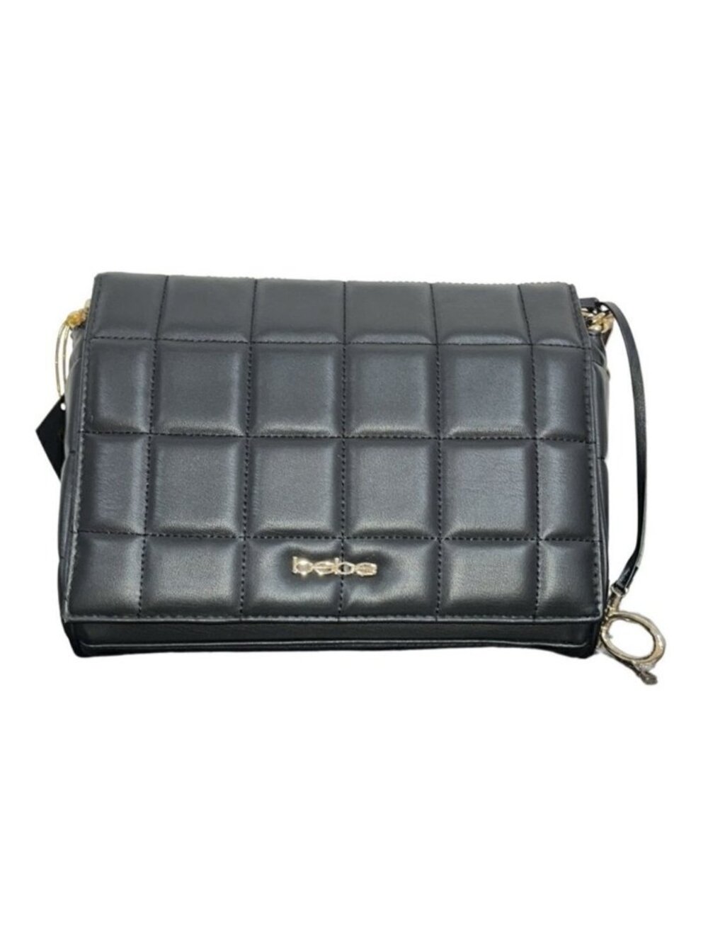 Bebe Black Chica Quilted Faux Leather Crossbody Bag NWT
